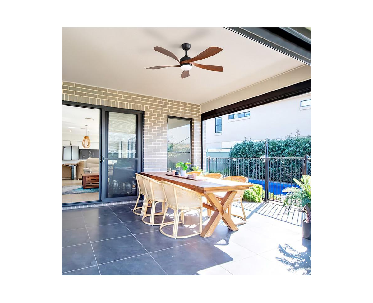 52-inch Minimalist Black 5-Blade Flush Mount with Remote Control and Led Light