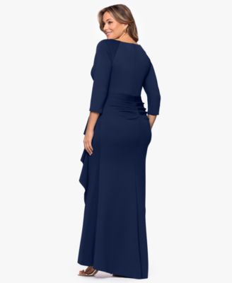 Plus Size V-Neck 3/4-Sleeve Dress