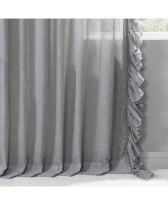 Ruffled Faux Linen Sheer Curtain