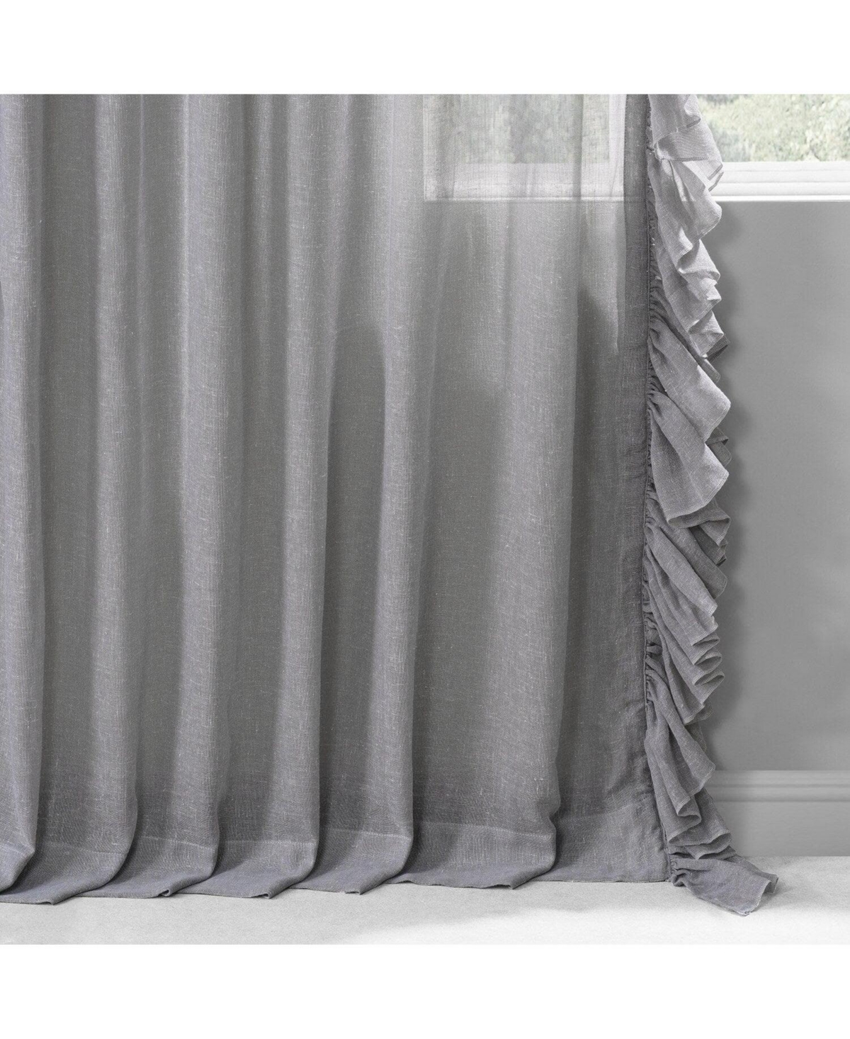 Half Price Drapes Ruffled Faux Linen Sheer Curtain