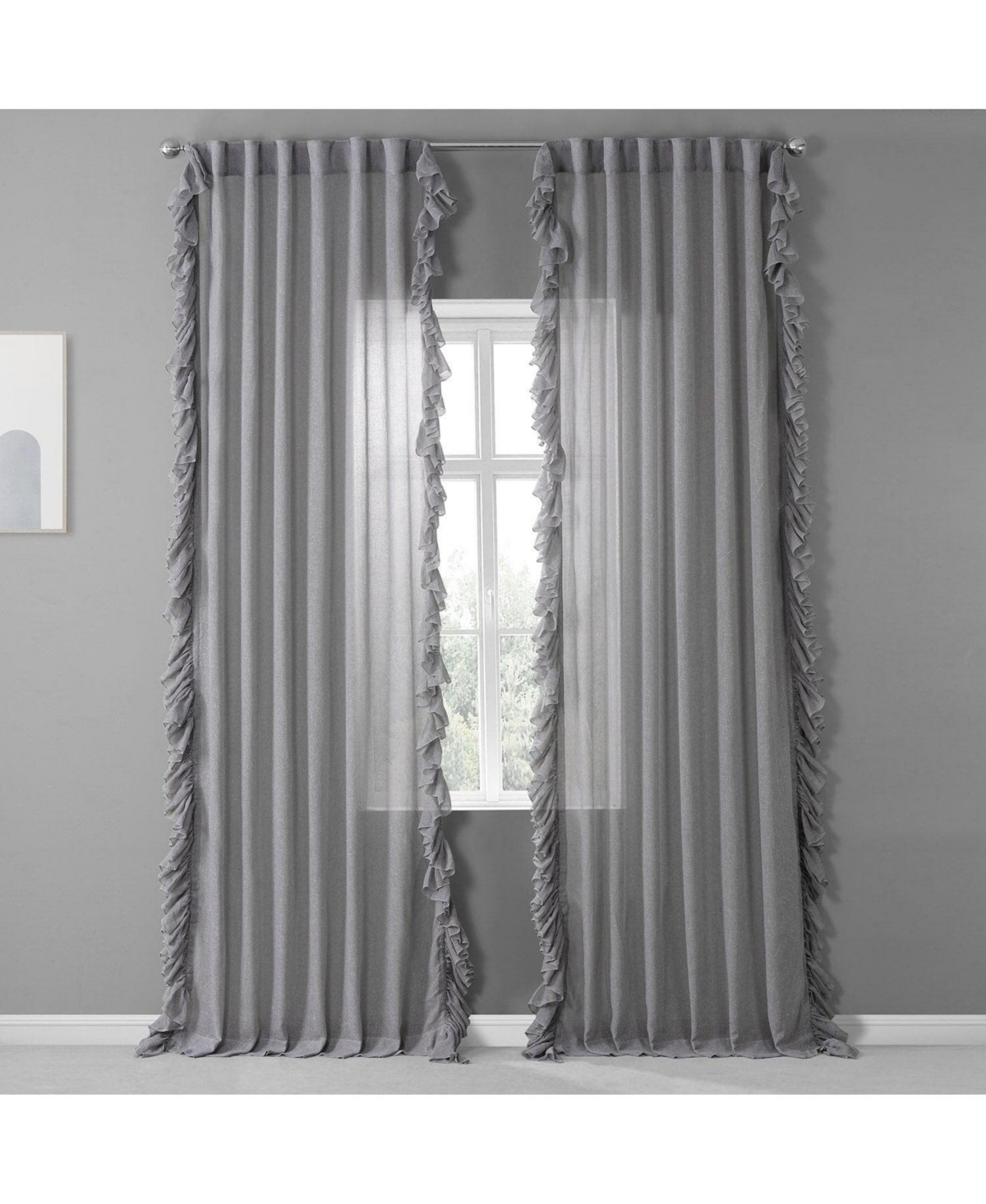 Half Price Drapes Ruffled Faux Linen Sheer Curtain
