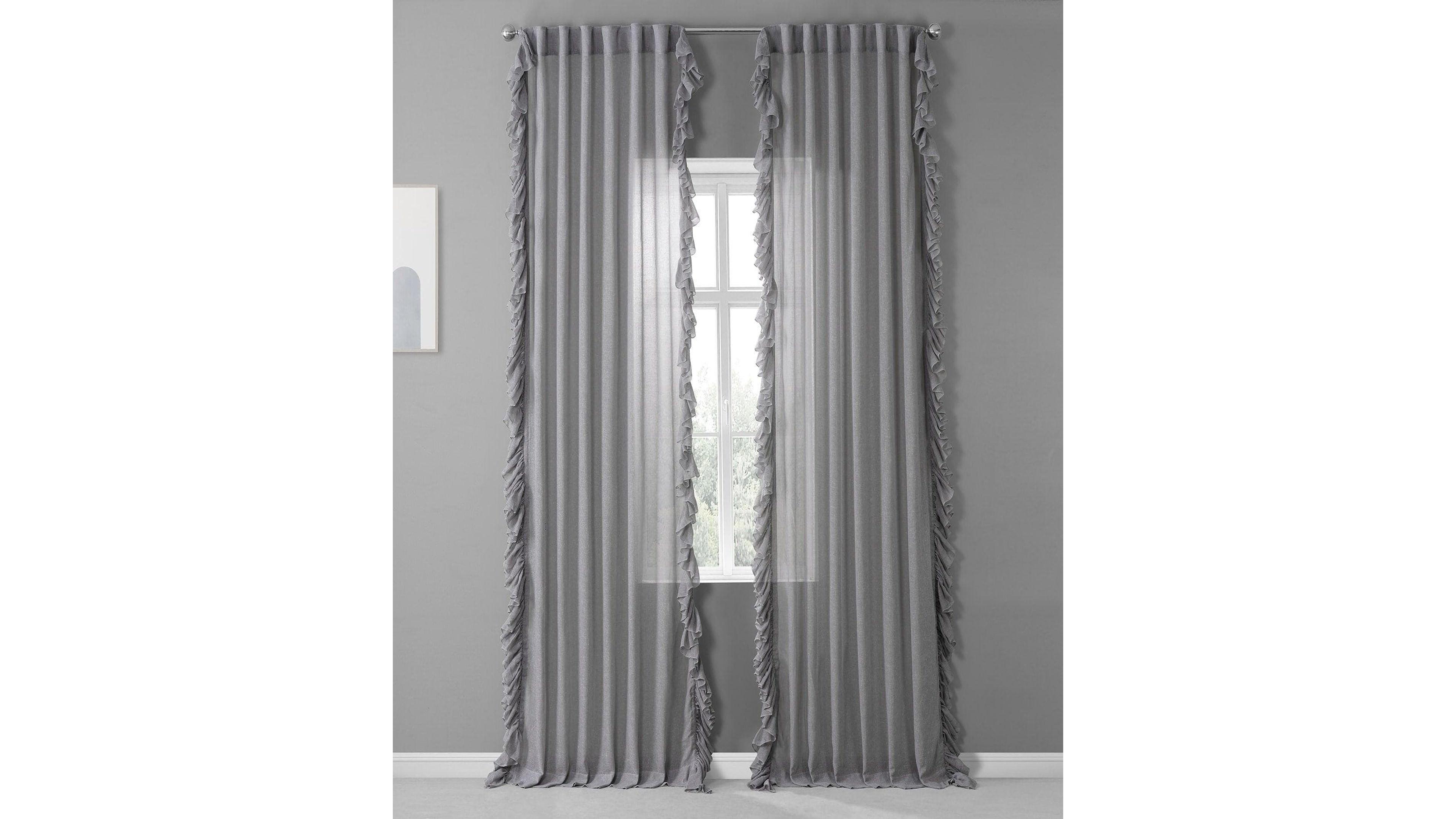 Half Price Drapes Ruffled Faux Linen Sheer Curtain