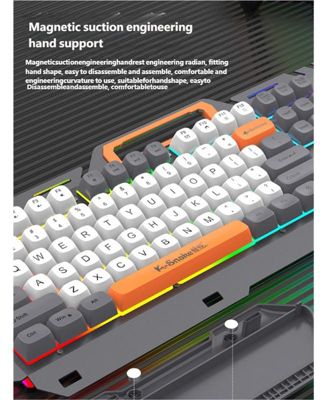 Wired USB Metal Gaming Keyboard and Mouse Set – Mechanical Feel, Esports Ready, White Ash