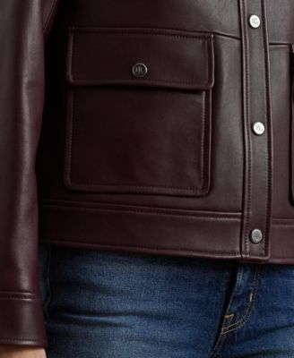 Women's Buttoned Leather Jacket