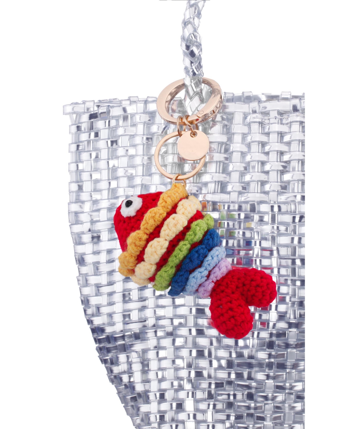 Nina Crochet Rainbow Fish Bag Charm In Black