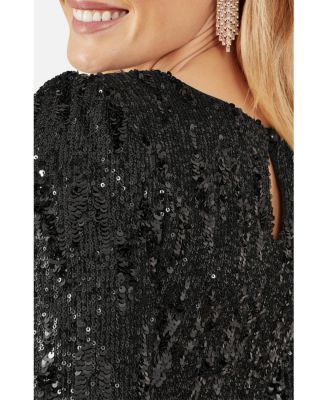 Women's Sequin Long Sleeve Fitted Dress