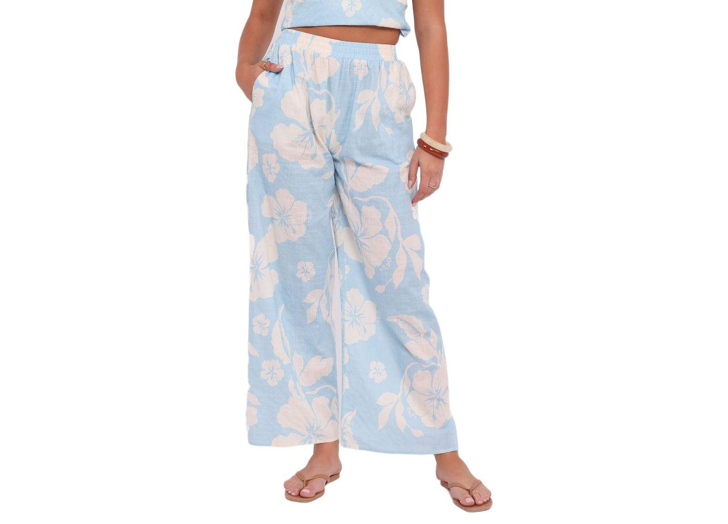 Women's Lourdes Wide Leg Pant - Blue Hibiscus