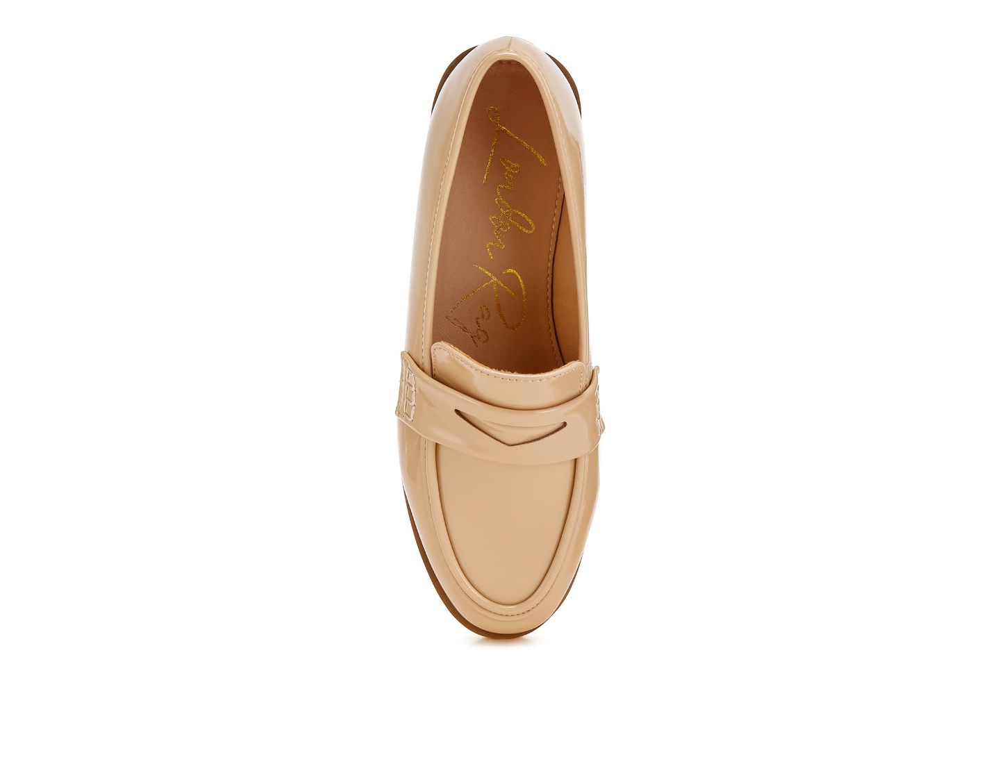 Женские туфли London Rag Mogul Penny Strap Detail s Loafer, цвет: Бежевый лаковый — фото 5