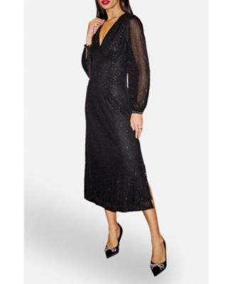 Women's Sequin Long Sleeve Midi Dress