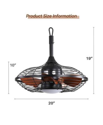 20-inch Modern Black 5-Blade Flush Mount Ceiling Fan with Remote control and timing functions