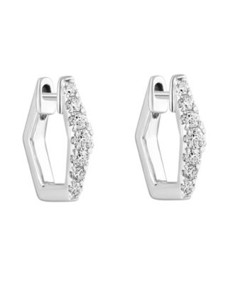 Diamond Hexagon Hoop Earrings (3/8 ct. t.w.) in 14k White Gold