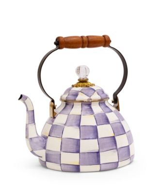 Violet Check 120 oz. Handmade Tea Kettle