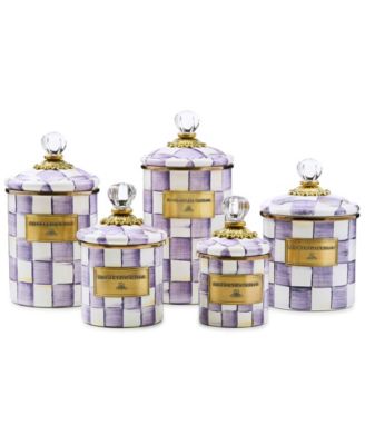 Violet Check Handmade Large Canister