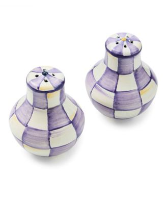Violet Check Handmade 2-Pc. Salt and Pepper Shaker Set