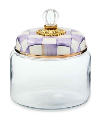 Violet Check Small Handmade Kitchen Canister