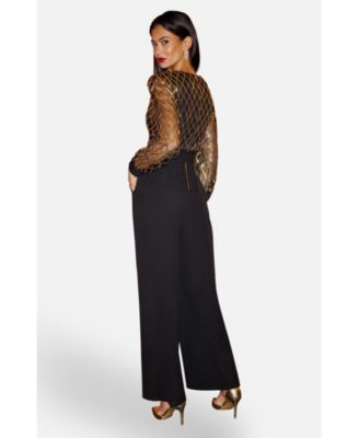 Women's Sequin Wrap Over Jumpsuit