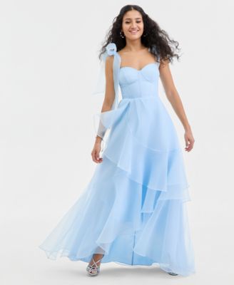 Juniors' Sweetheart-Neck Tie-Strap Bustier Gown 