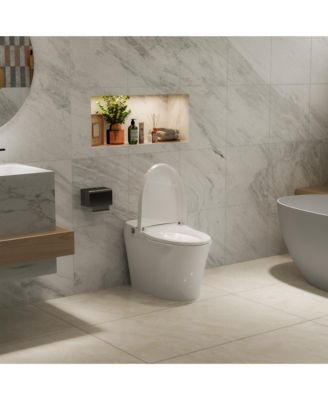 Heated Seat Dual Flush Smart Bathroom Fixture With Night Light, Foot Sensor Flush, Blackout Flush