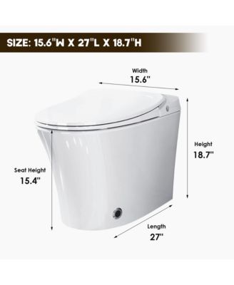 Luxury Smart Tankless Bathroom Fixture with Dryer and Warm Water,Heated Seat, Night Light, Kick/Blackout Flush