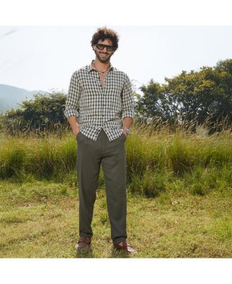 Men's Navy Blue & Cream White Glen Check Shirt