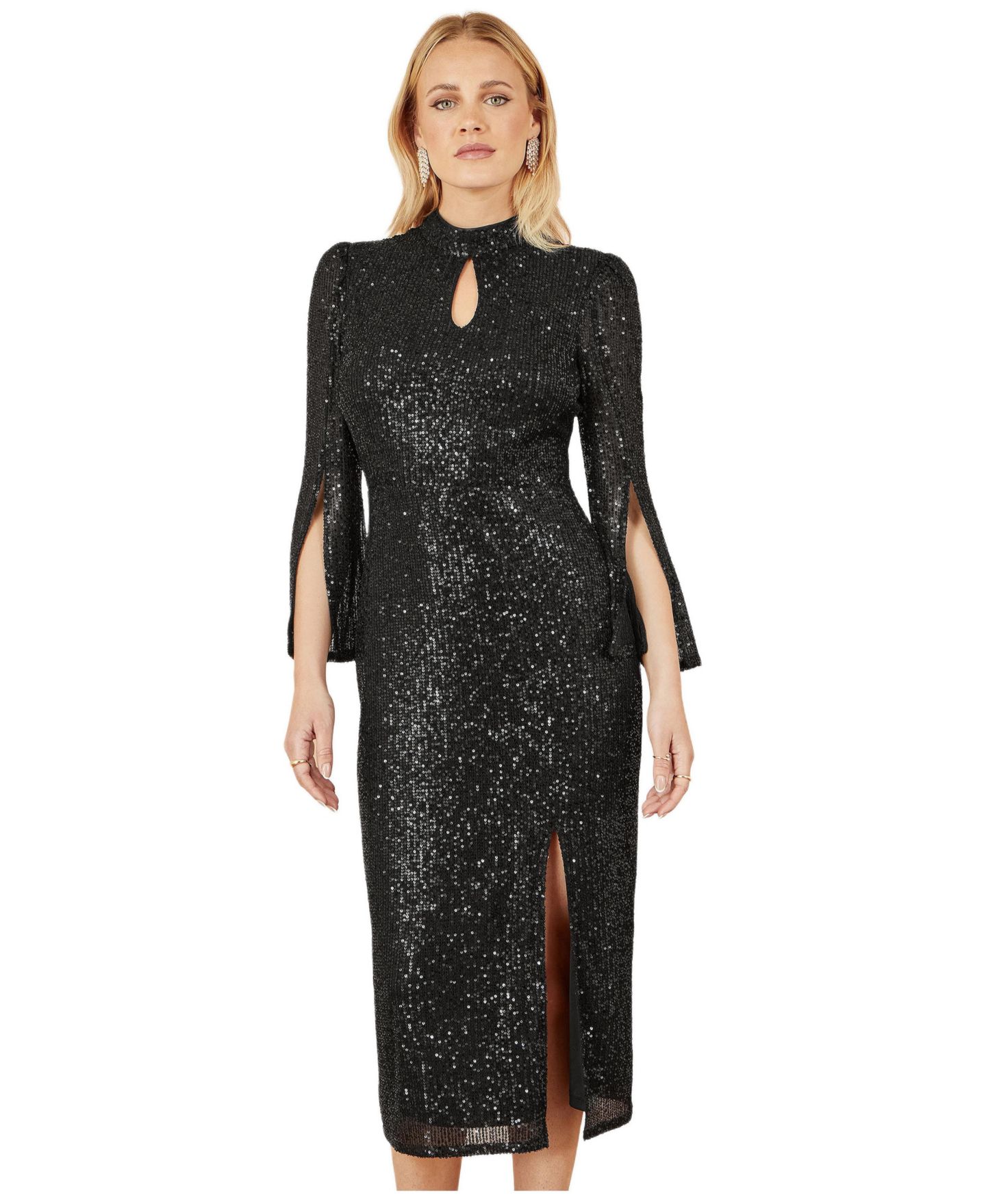 Женское платье Yumi Sequin Fitted Midi, цвет: Чёрный — фото 1