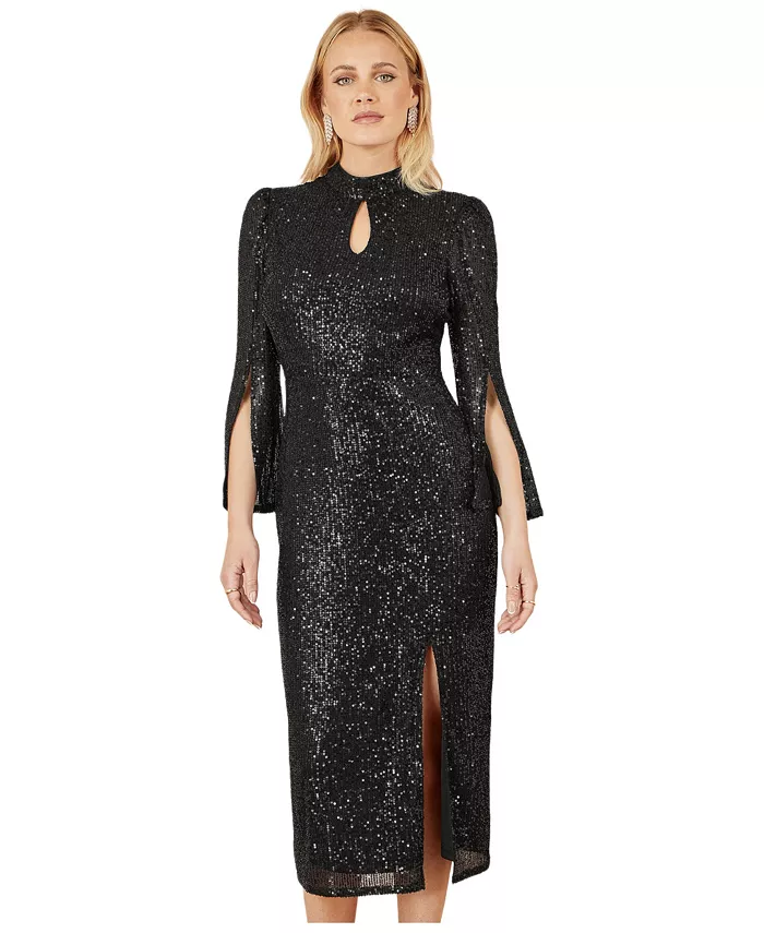 Women's Sequin Fitted Midi Dress
