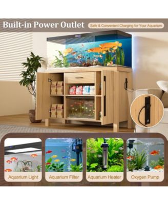 Storage Cabinet With Fish Tank Stand Power Outlets