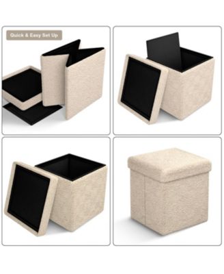 1-Pc Teddy Fabric Upholstered – Ottoman