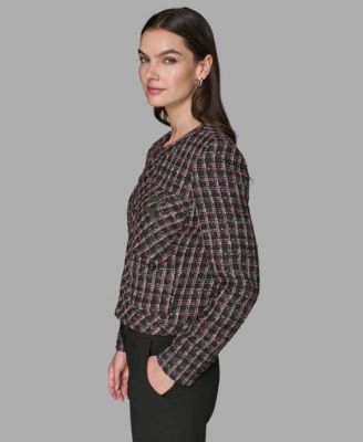 Women's Crewneck Padded Tweed Jacket