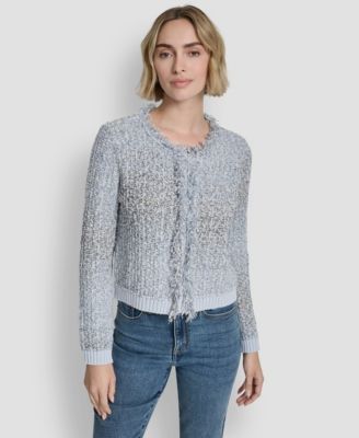 DKNY Jeans - Women's Long-Sleeve Fringe Trimmed Sweater Jacket