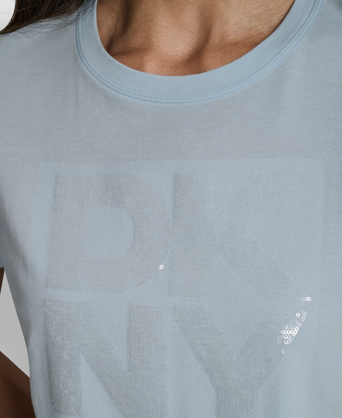 Dkny Jeans Women's Embellished Logo Detail Crewneck T-Shirt