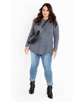 Women's Plus Size Tia Curved Hem Tunic Sweater