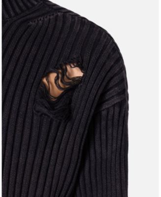 Men's Distressed Crop Knit Sweater