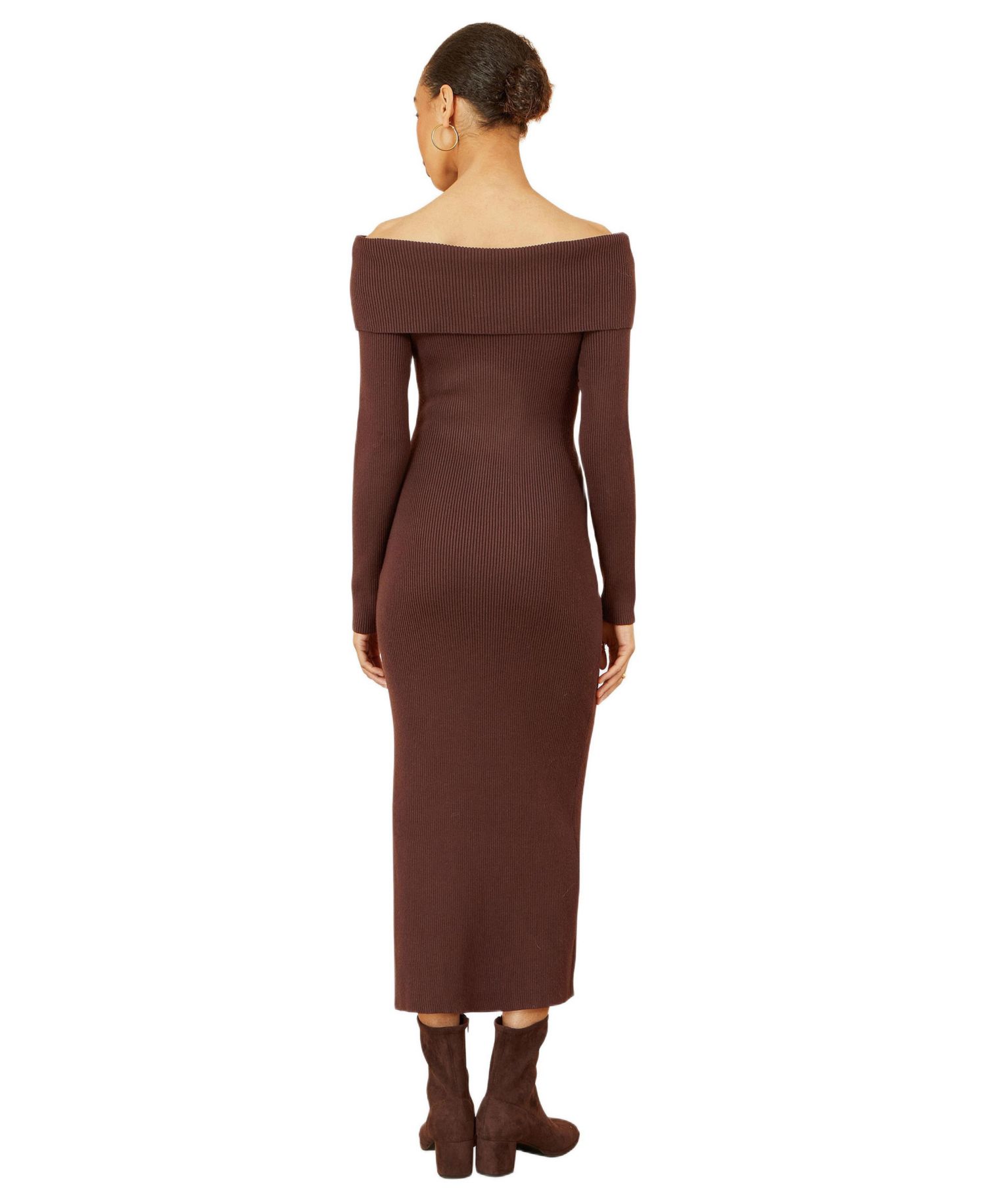 Women's Bardot Knitted Fitted Midi Dress