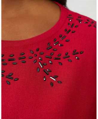 Women's Floral Hotfix Dolman Sweater