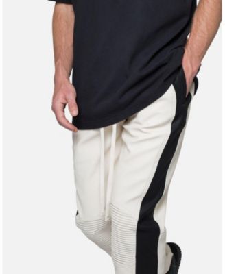 Men's Leather Moto Pants, Slim Fit, Zipper Details, Panelled Design, Faux Leather Finish, Streetwear-Inspired Trousers