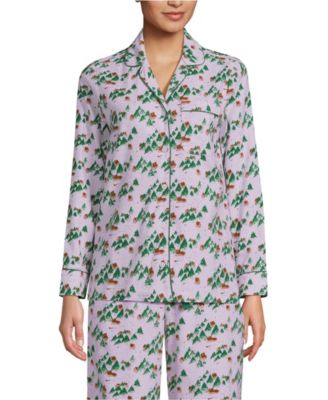 Women's Long Sleeve Print Flannel Pajama Top