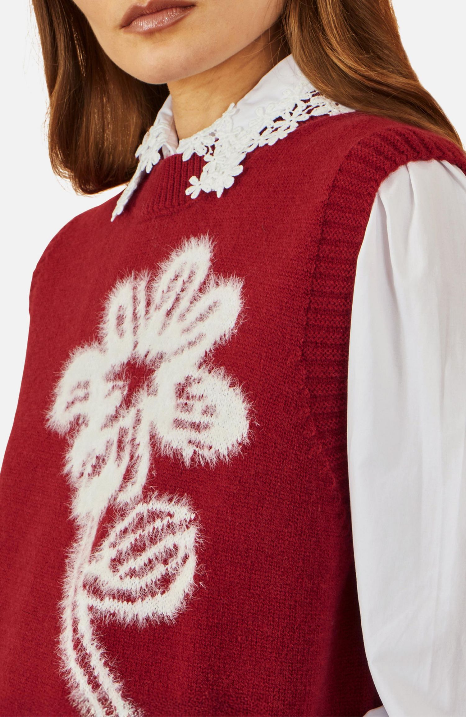 Women's Knitted Flower Sleeveless Sweater Vest