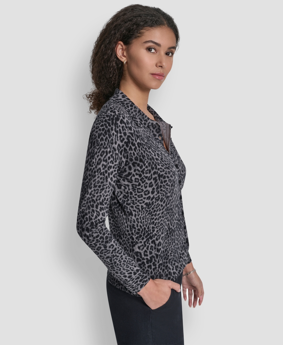 Dkny Jeans Women's Mini Leopard Print Cardigan Top In Multi