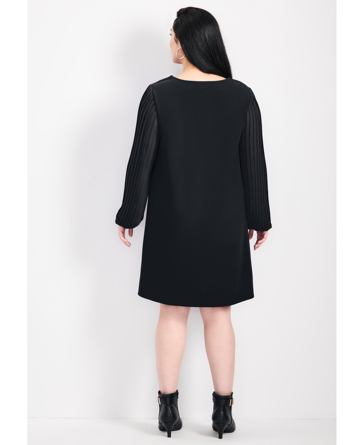 Avenue Women's Plus Paloma Blouson Pleated Sleeve Shift Dress