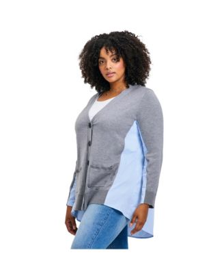 Women's Plus Size Ray Mix Media Button Sweater