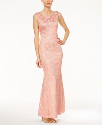 Calvin Klein Lace Open-Back Mermaid Gown - Dresses - Women - Macy's