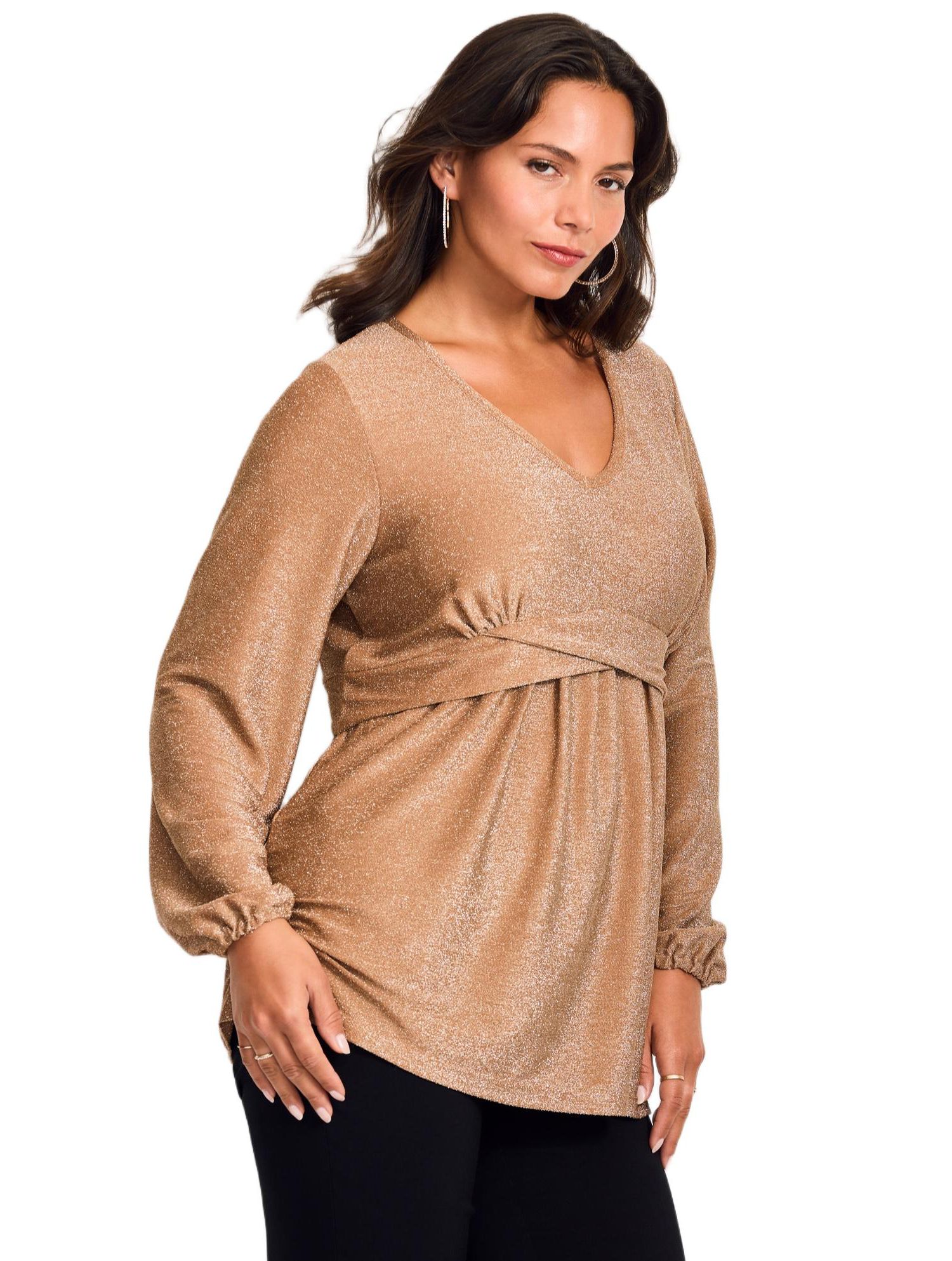 Women's Plus Size Peplum Shimmer Top