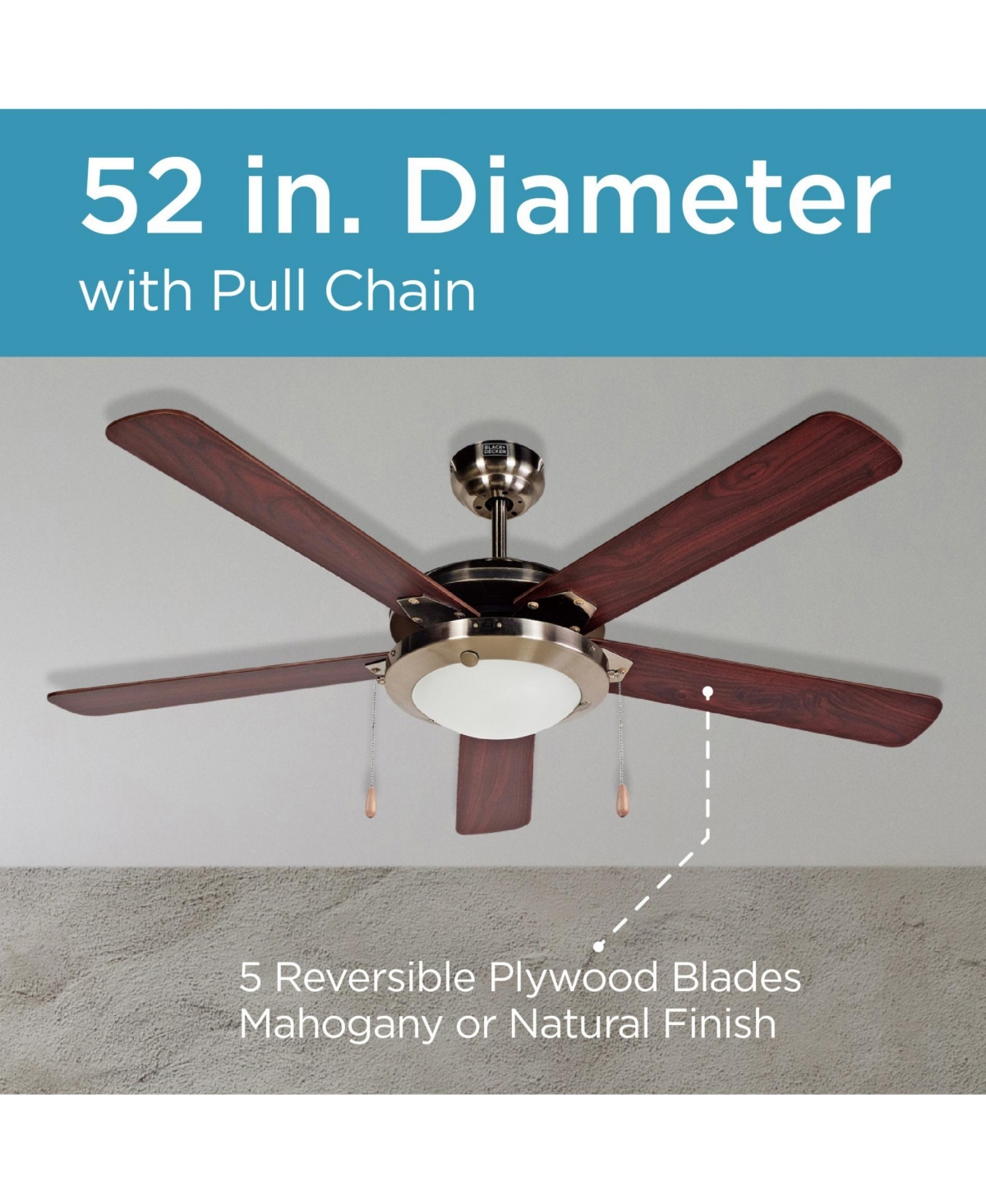 52 inch Celing Fan with Pull Chain