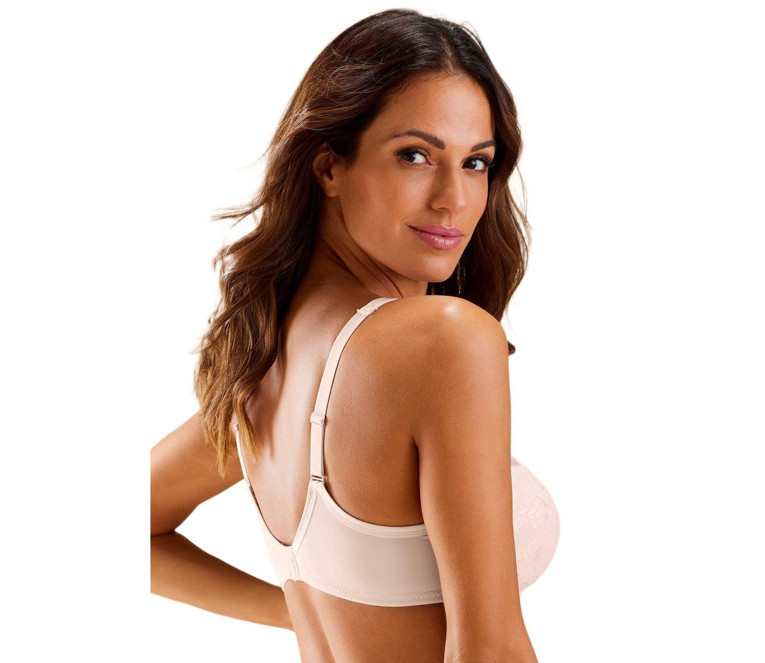 Women's Lace Overlay Underwire Minimizer Non-Padded T-Shirt Bra