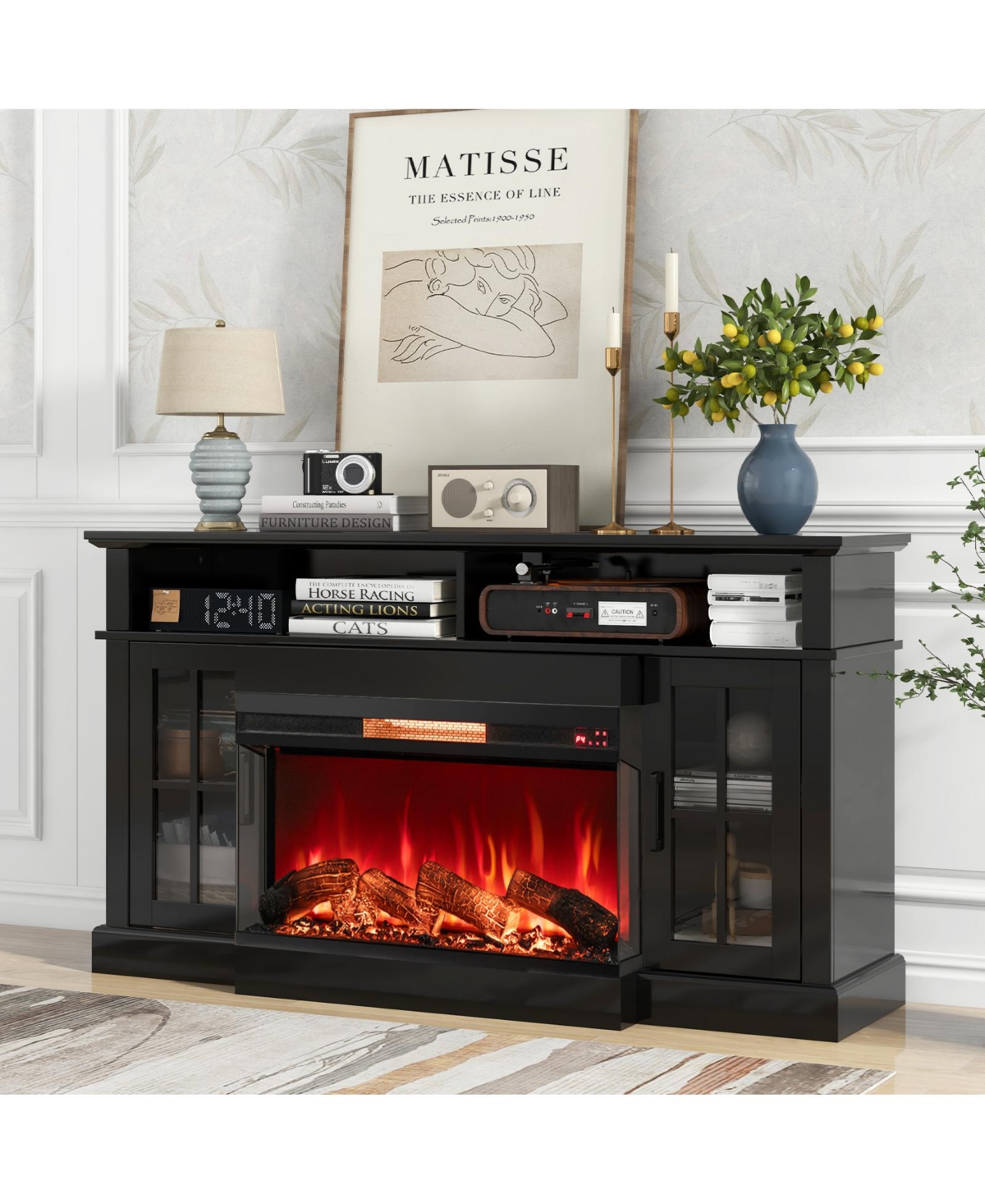 Sugift 36 Inch 3-Sided 1500W Electric Fireplace with 7-Color Flame