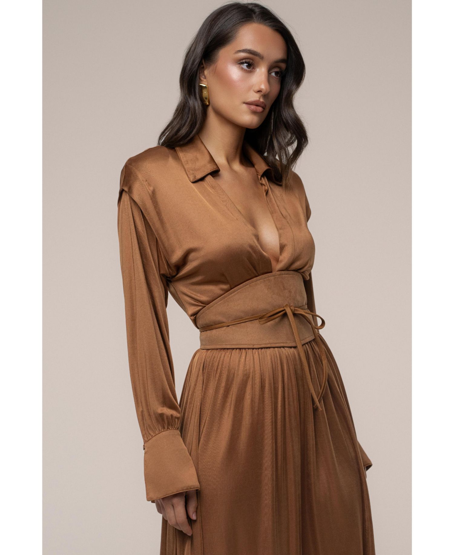 Women's High Line Collar Maxi Dress