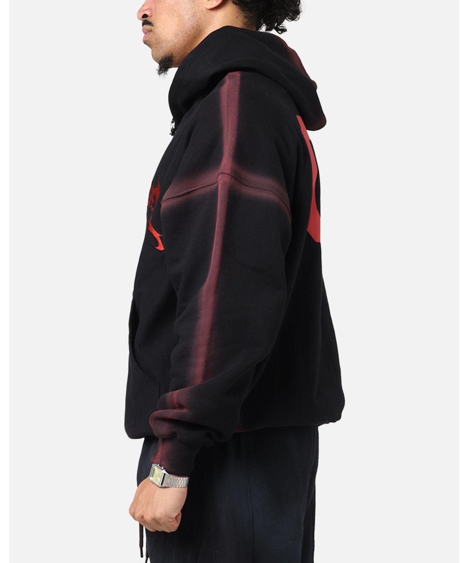 Men's Mosh Boxy Hoodie Sweatshirt - Sunfade Black/Red M