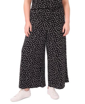 Plus Size Polka Dots Printed Wide-Leg Pants