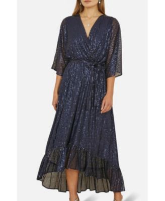 Women's Sequin Kimono Midi Wrap Dress